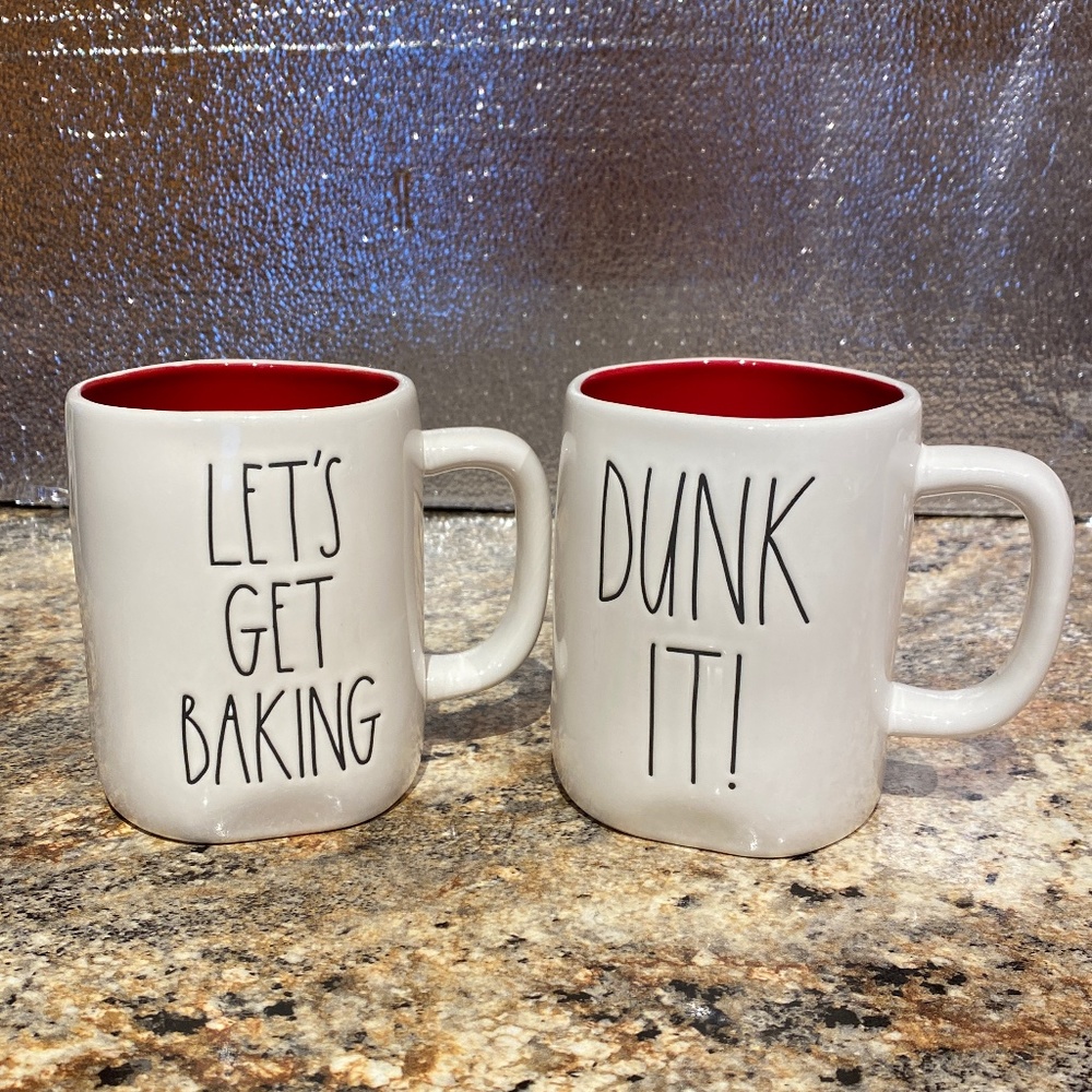 Rae Dunn Lets Get Baking and Dunk It! Coffee Mugs New